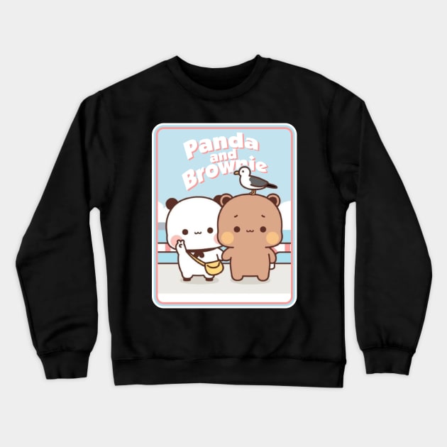 PANDA AND BROWNIE Crewneck Sweatshirt by rahobisona